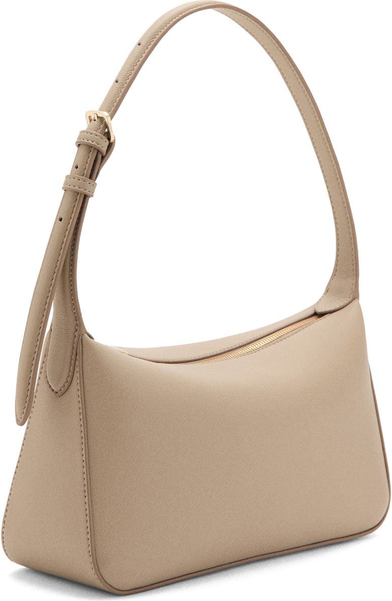 MANGO Faux Leather Shoulder Bag, Main, color, Beige