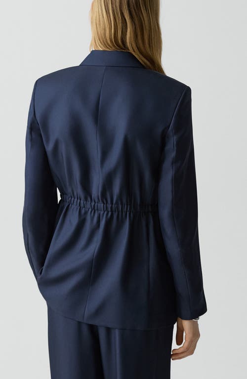 Theory Notched Lapel Silk Blazer In Blue
