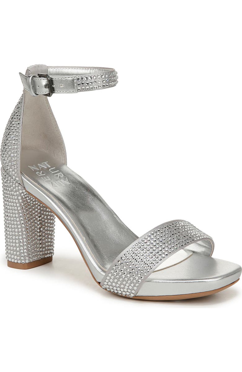 Naturalizer Joy Studded Ankle Strap Sandal, Main, color, Silver