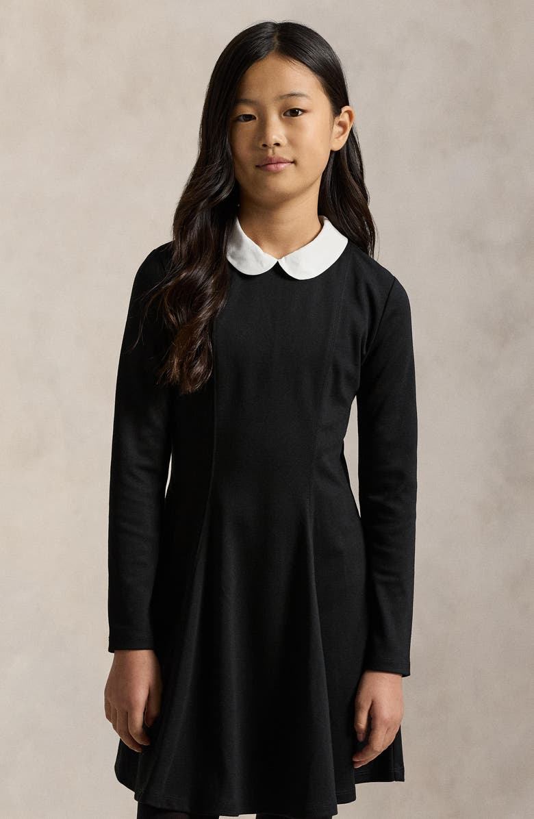 Polo Ralph Lauren Kids' Long Sleeve Ponte Roma Dress, Alternate, color, Polo Black