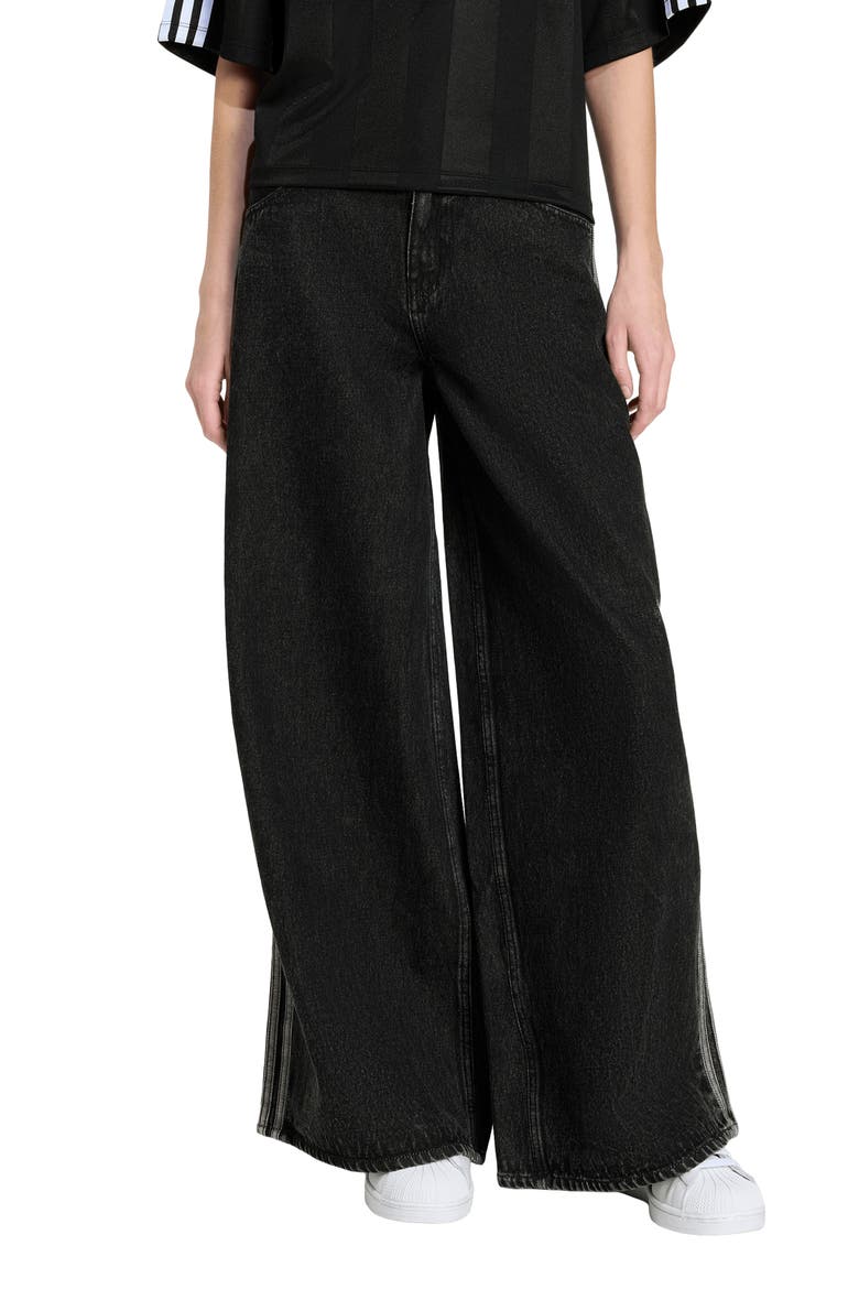 Firebird 3-Stripes Wide Leg Jeans, Main, color, TRUE BLACK DENIM