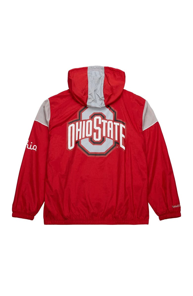 Mitchell & Ness Men's Mitchell & Ness Scarlet Ohio State Buckeyes Team 3.0 Anorak Half-Zip Hoodie, Alternate, color, Scarlet