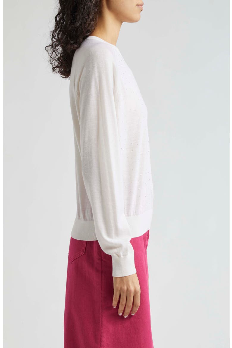 Rhinestone Lightweight Wool Sweater, Alternate, color, OFF WHITE