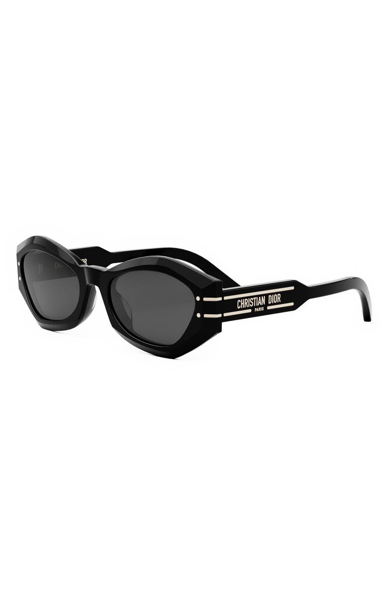 DIOR 'DiorSignature B1U 55mm Butterfly Sunglasses, Alternate, color, Shiny Black / Smoke