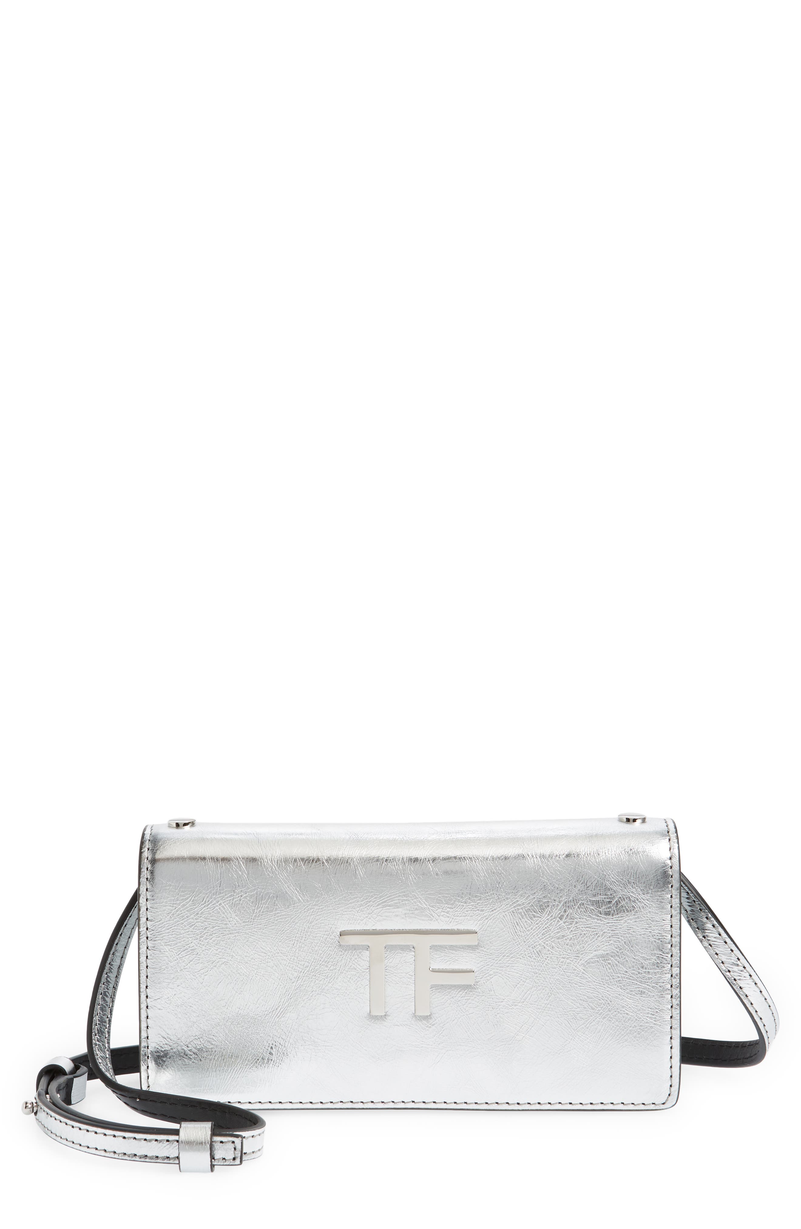 TOM FORD Mini Metallic Leather Crossbody Bag, Main, color, 