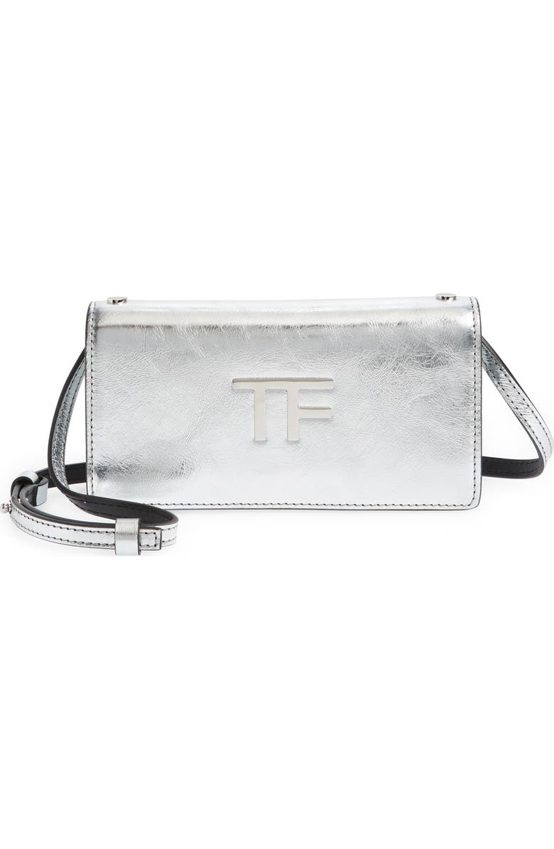 TOM FORD Mini Metallic Leather Crossbody Bag, Main, color,
