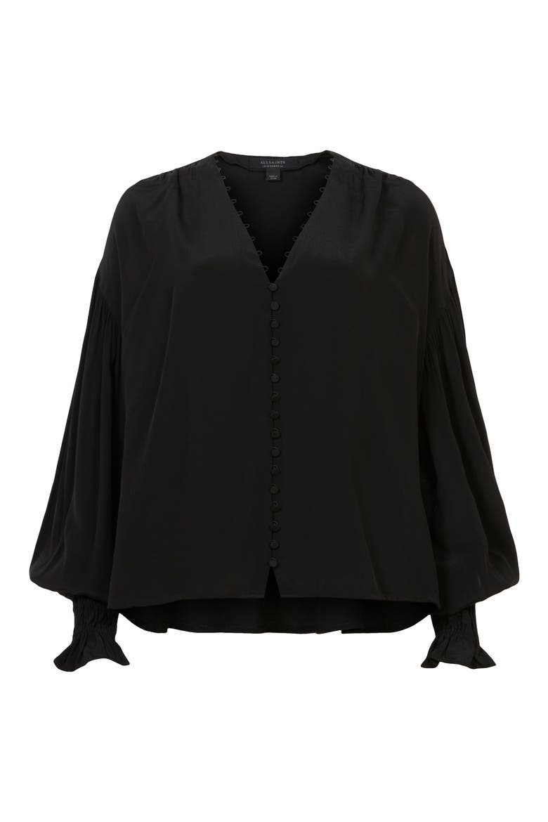 Stella Button-Up Blouse, Alternate, color, BLACK