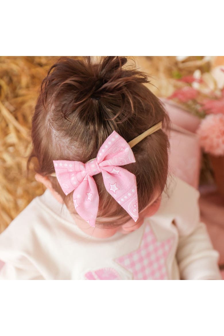 Pink Bandana Western Bow Baby Headband, Alternate, color, Pink