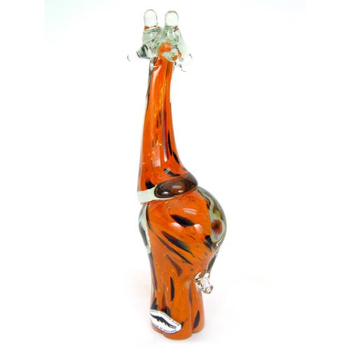 Mbare Hand Blown Orange Glass Giraffe In Orange