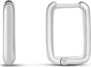 KARAT RUSH Rhodium Plated Sterling Silver Geometric Hinged Hoop Earrings
