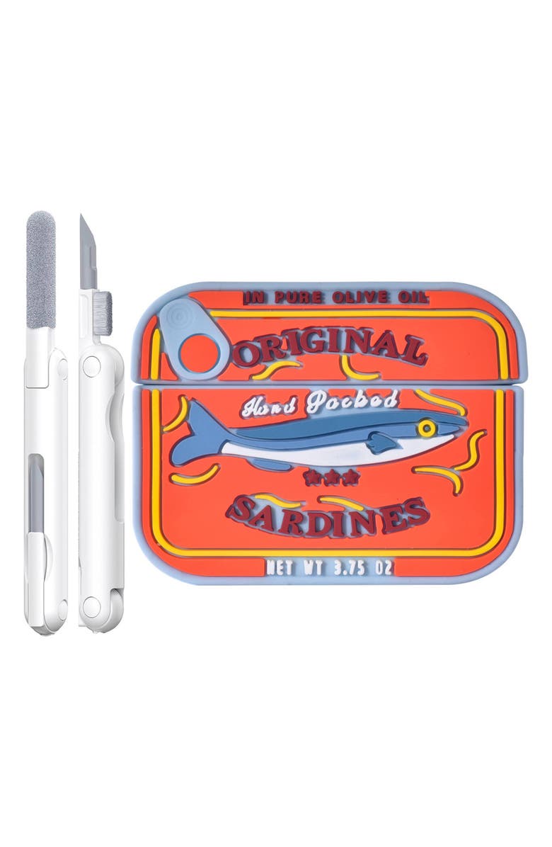 The Posh Tech Sardines AirPods Pro Case & Cleaning Tool, Alternate, color, Orange/ Blue Multi