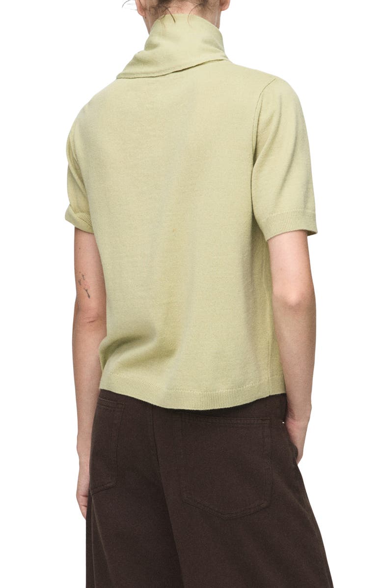 MANGO Short Sleeve Sweater with Scarf, Alternate, color, Pastel Green