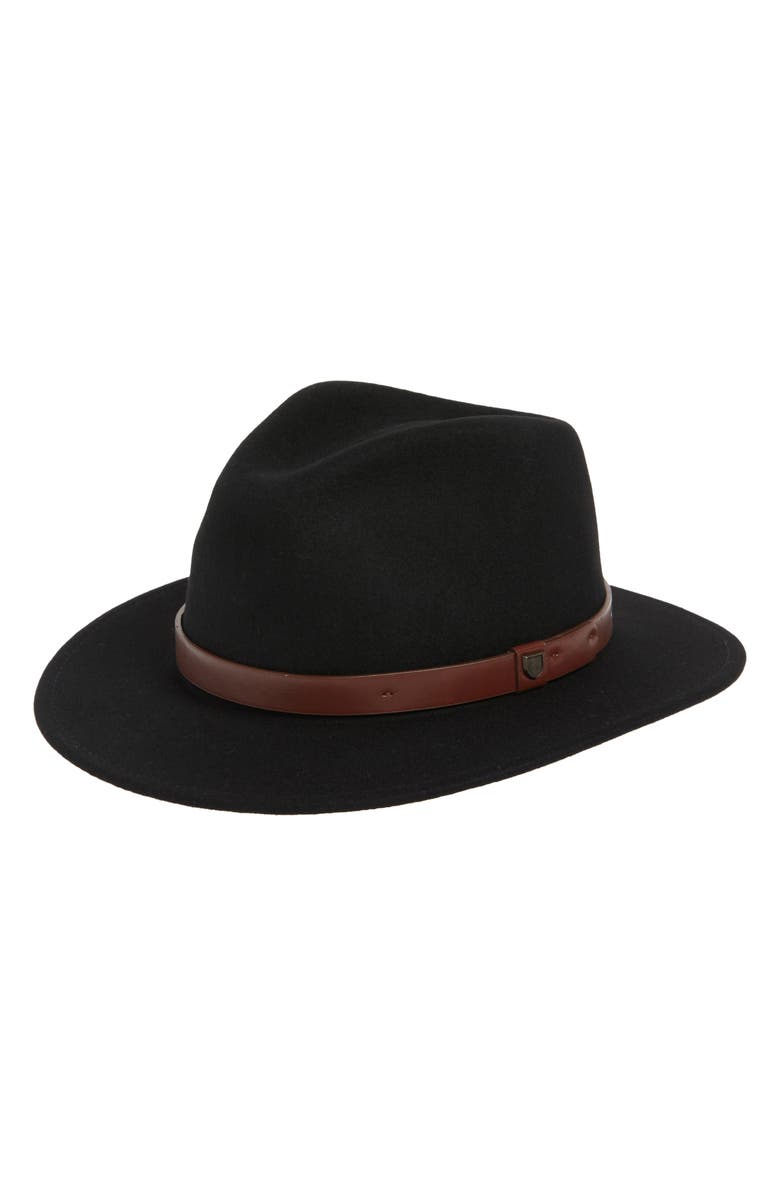 Brixton Messer Fedora Hat, Main, color, Black