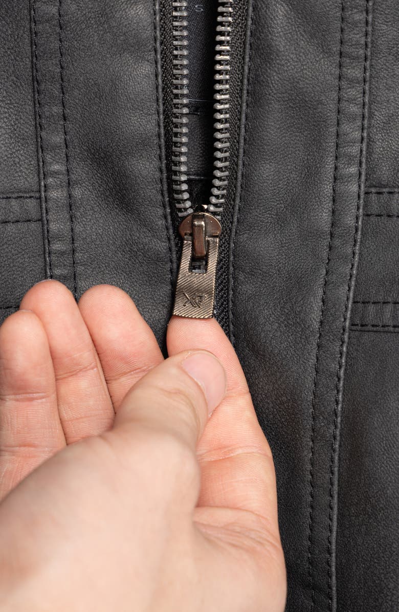 XRAY Kids' Hooded Faux Leather Moto Jacket, Alternate, color, Steel