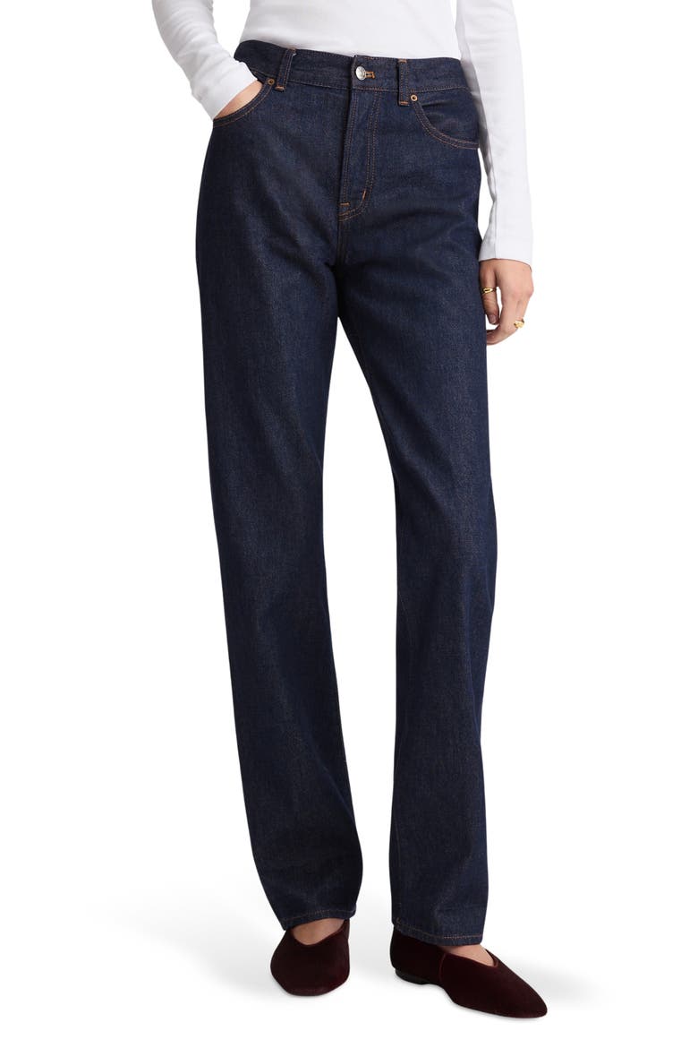 Longline Straight Leg Jeans, Main, color, RINSE WASH