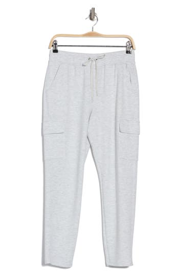 90 Degree By Reflex Tapered Scuba Cargo Pants In Heather Light Grey