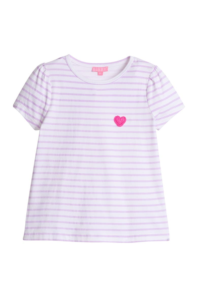 Kids' Striped Essential Tee, Alternate, color, Lilac Stripe