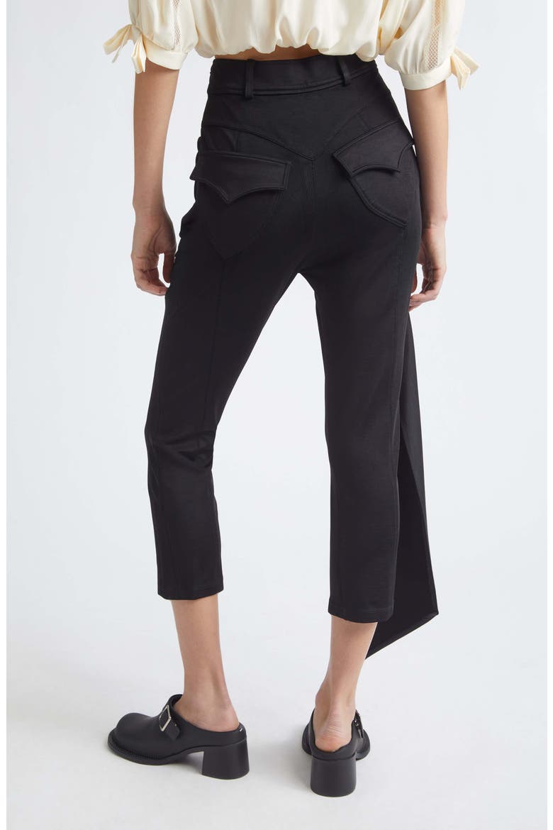 High Waist Drape Front Stretch Capri Pants, Alternate, color, BLACK