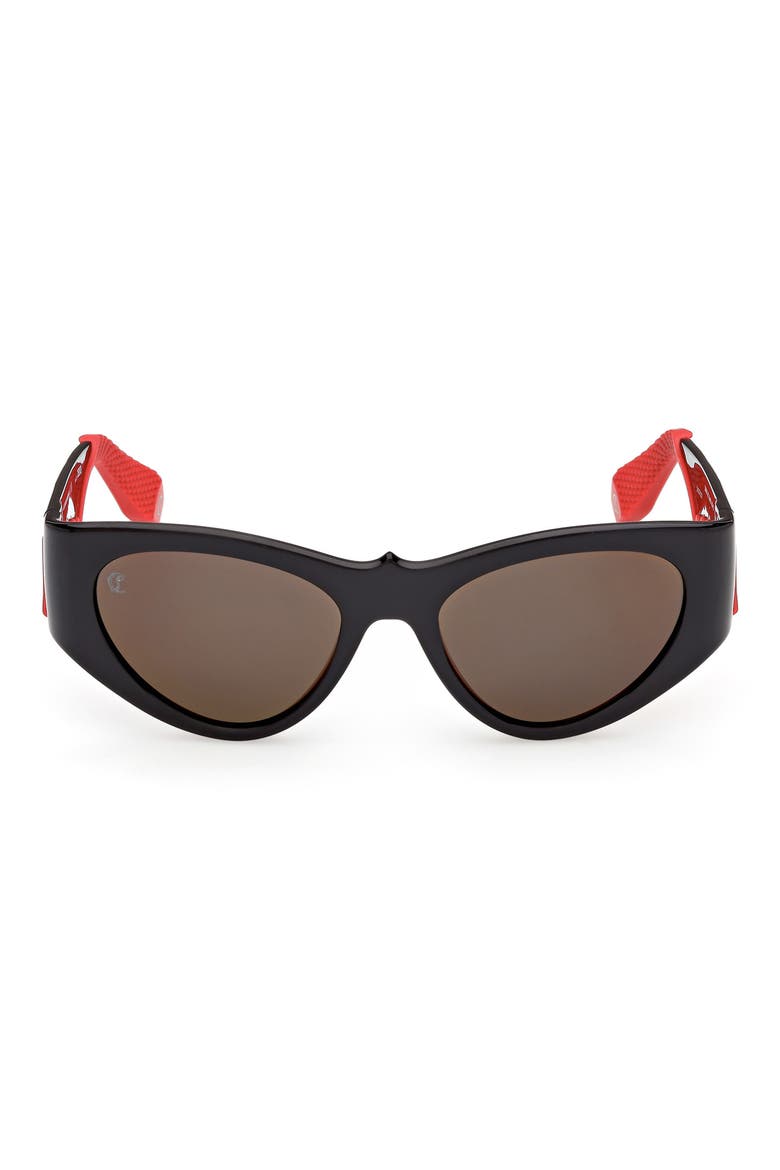54mm Loubishark Cat Eye Sunglasses, Main, color, BLACK FRAME WITH ZEISS LENS IN SMOKE GREY WITH RED FLASH