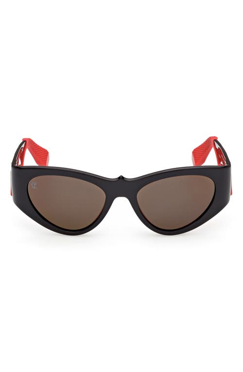 Christian Louboutin 54mm Loubishark Cat Eye Sunglasses in Black/Smoke Grey/Red Flash  product