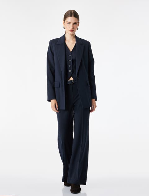 Belted High Rise Wide Leg Trousers