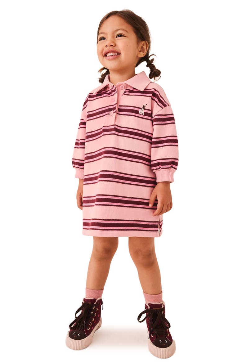 Kids' Striped Rugby Polo Dress, Alternate, color, PINK