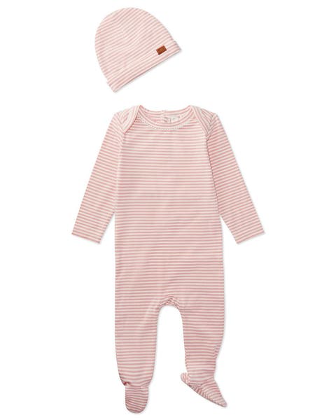 Striped Shoulder Flap Footie Set