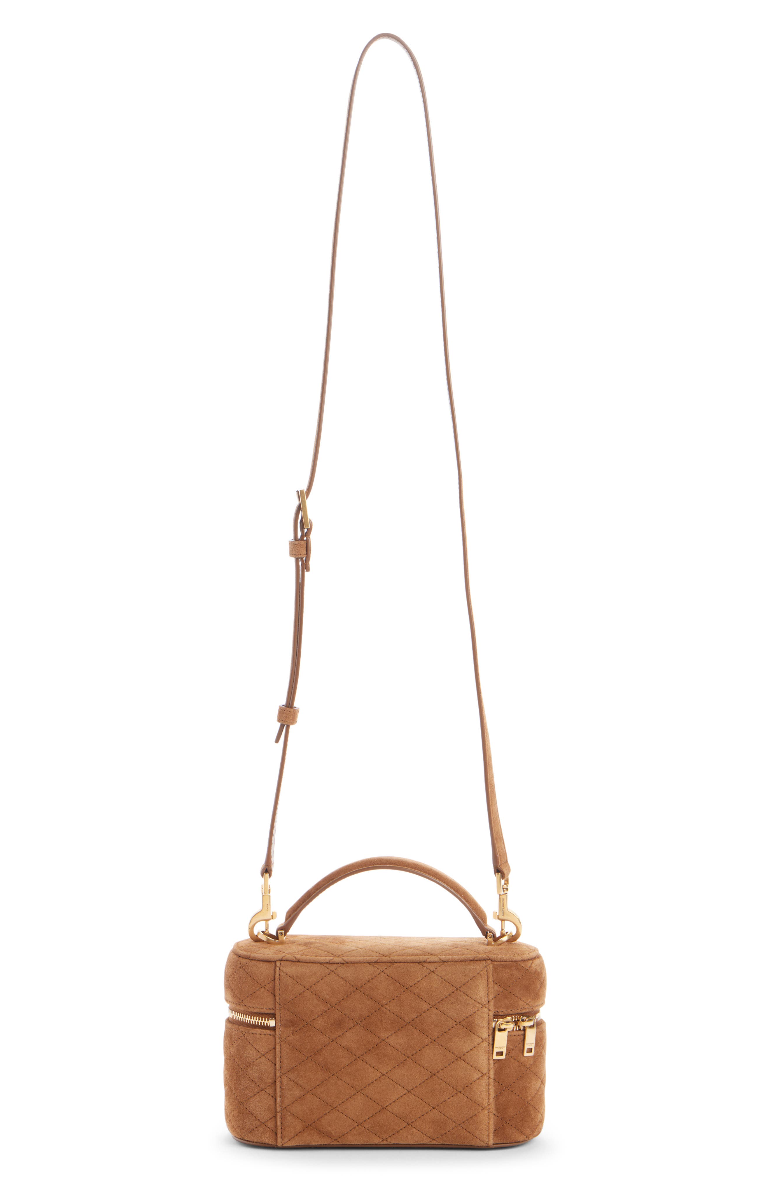 Gaby Suede Vanity Bag, Alternate, color, CARAMEL COGNAC