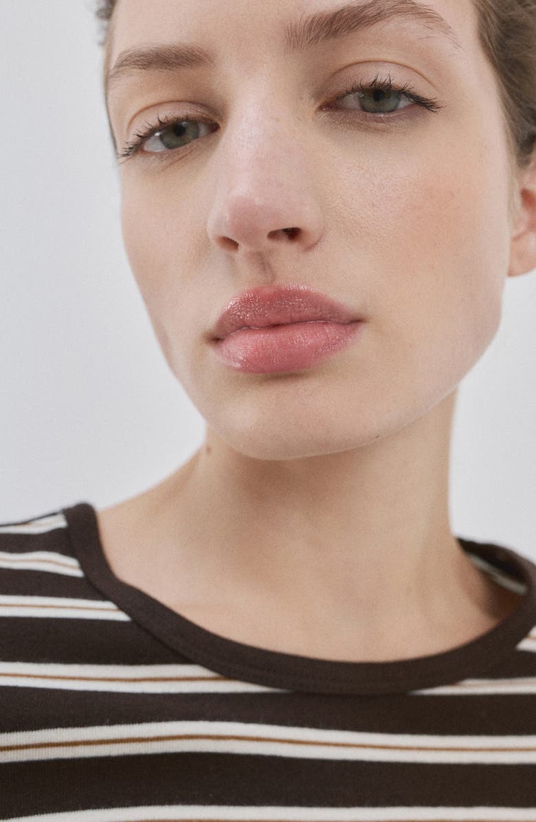 MANGO Stripe Long Sleeve T-Shirt, Alternate, color, Brown