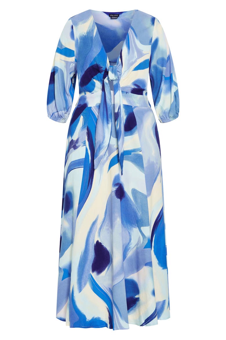 The Swirl Tie Front Midi Dress, Alternate, color, PRINT