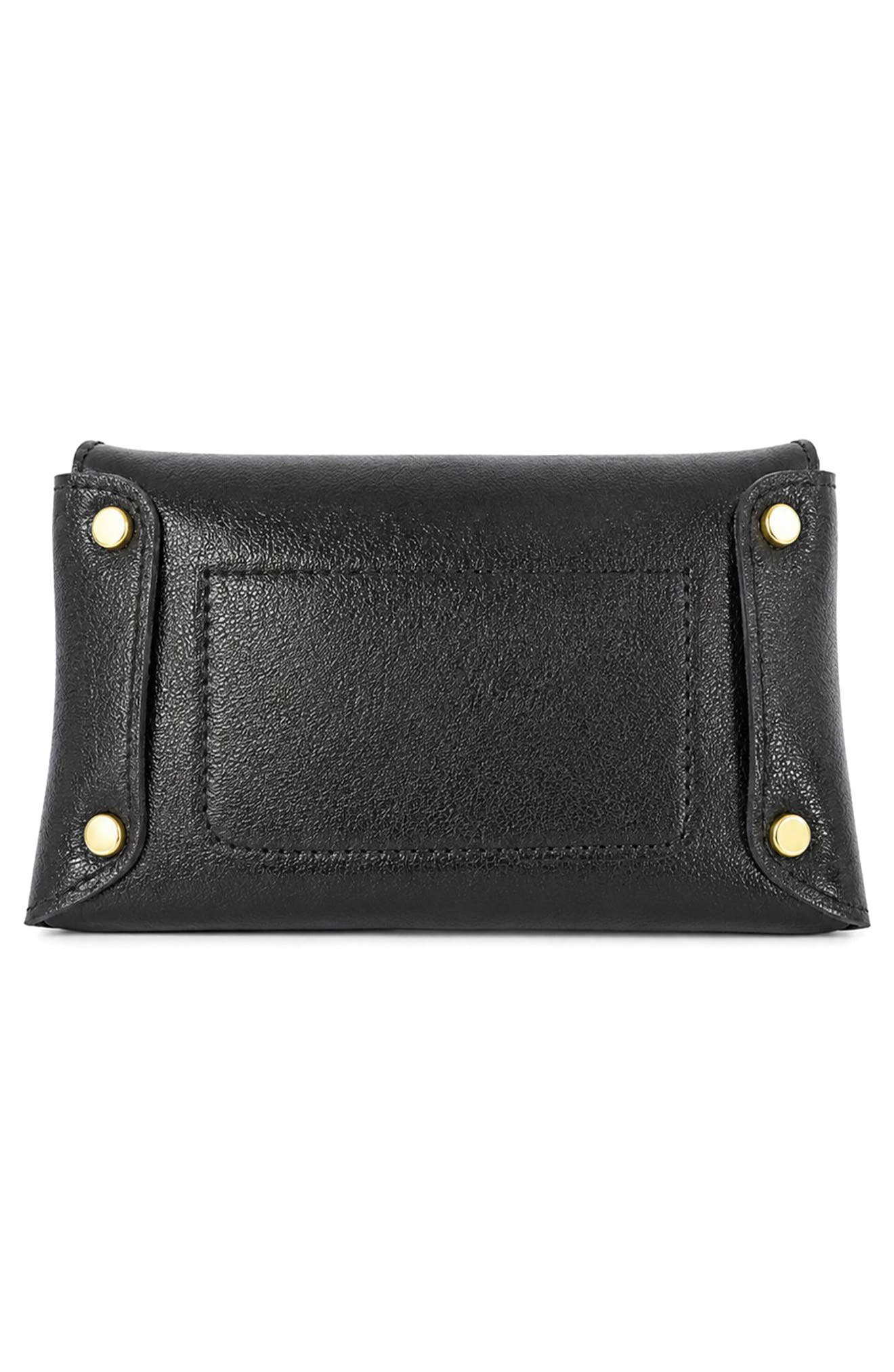 Cecilia Metallic Leather Clutch, Alternate, color, METALLIC BLACK