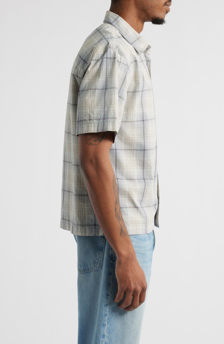 Boxy Plaid Short Sleeve Button-Up Shirt