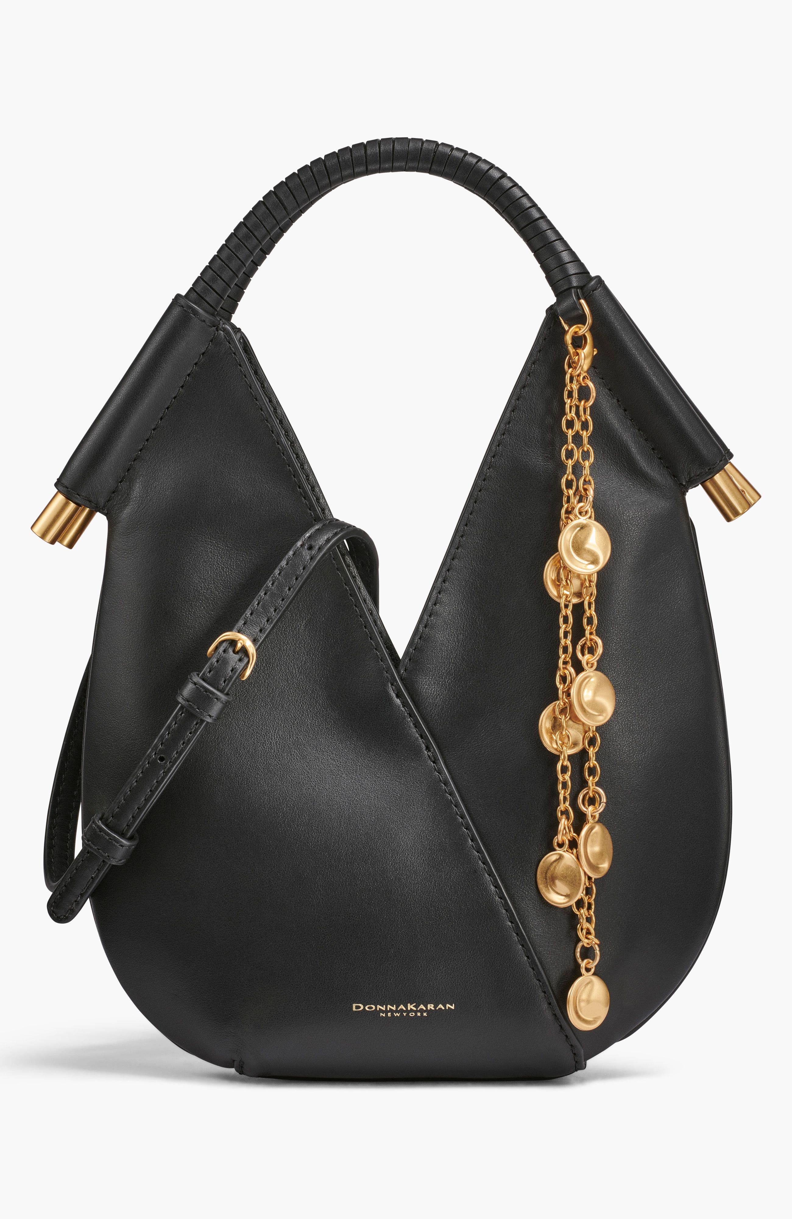 Donna Karan New York Baldwin Solid+Charms Micro Crossbody, Main, color, Black/Gold