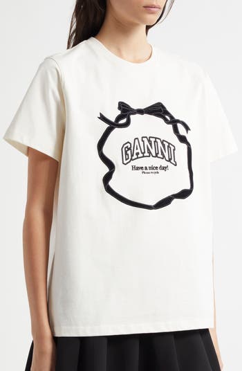 GANNI 猫イラスト Tシャツ GANNI ホワイト 猫イラスト Tシャツ - メルカリ
