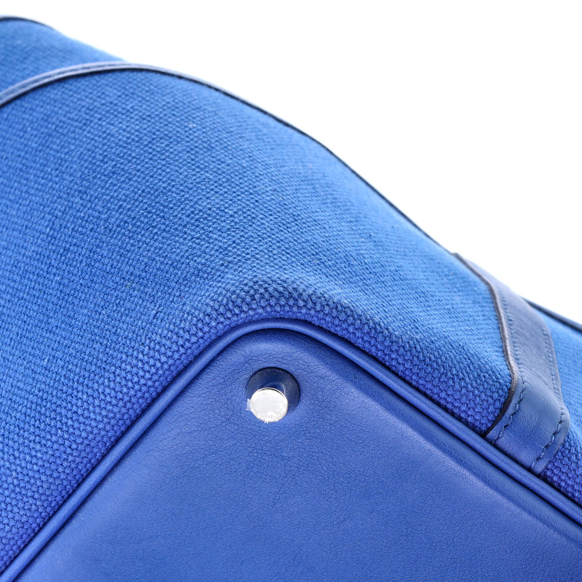 Pre-Owned Hermes Cargo Picotin Lock Bag Canvas and Swift PM, Alternate, color, Bleu France