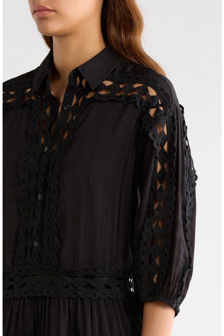 Lace Trim Cover-Up Dress, Alternate, color, BLACK