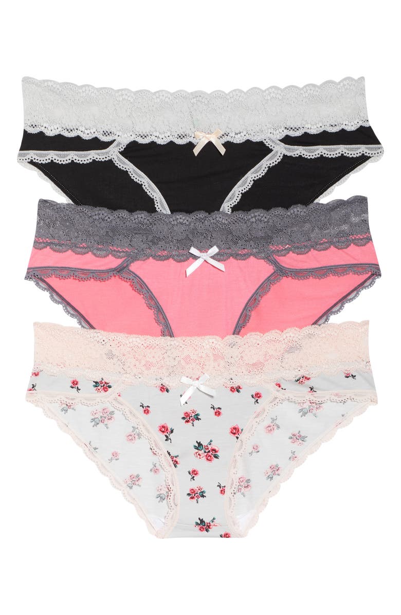 Honeydew Intimates Ahna 3-Pack Hipster Panties, Main, color, 