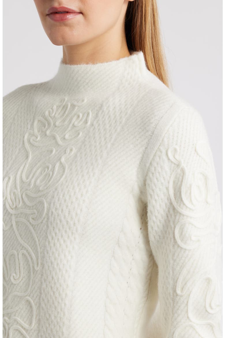 Embroidered Funnel Neck Sweater, Alternate, color, ECLAIR