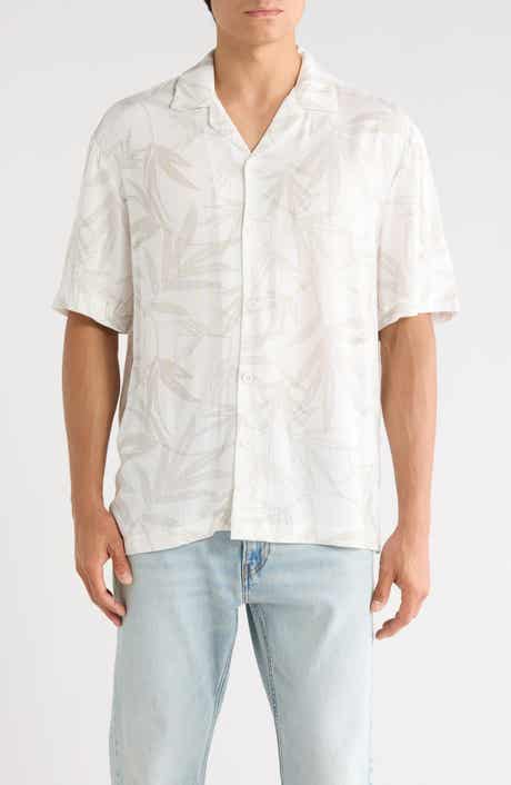 DENIM AND FLOWER Relaxed Fit Palm Print Camp Shirt