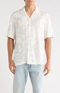 DENIM AND FLOWER Relaxed Fit Palm Print Camp Shirt