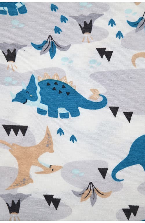 Cloud Nine Kids' Dinosaur Print Fitted Two-piece Pajama Set In Blue Multi