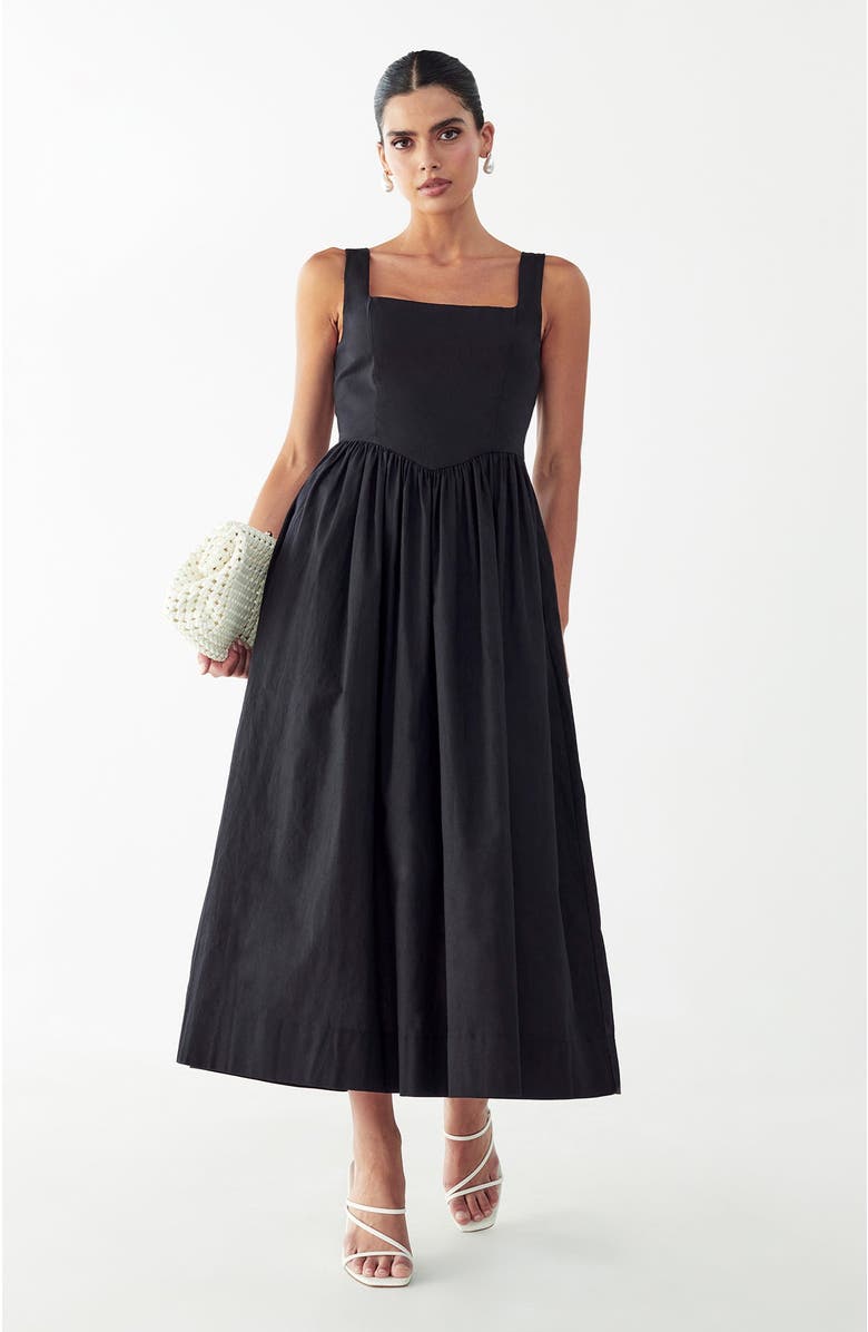 WILLA Lyla Midi Dress, Main, color, Black
