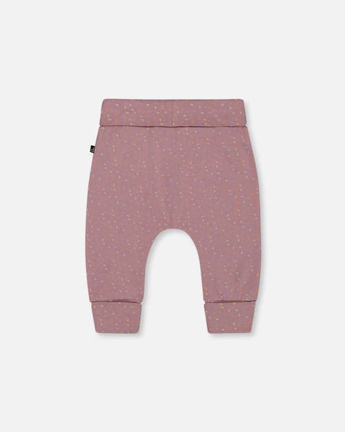 Deux Par Deux Baby Girl's Organic Cotton Evolutive Pant Printed Pear Seeds In Purple With Pear Seeds