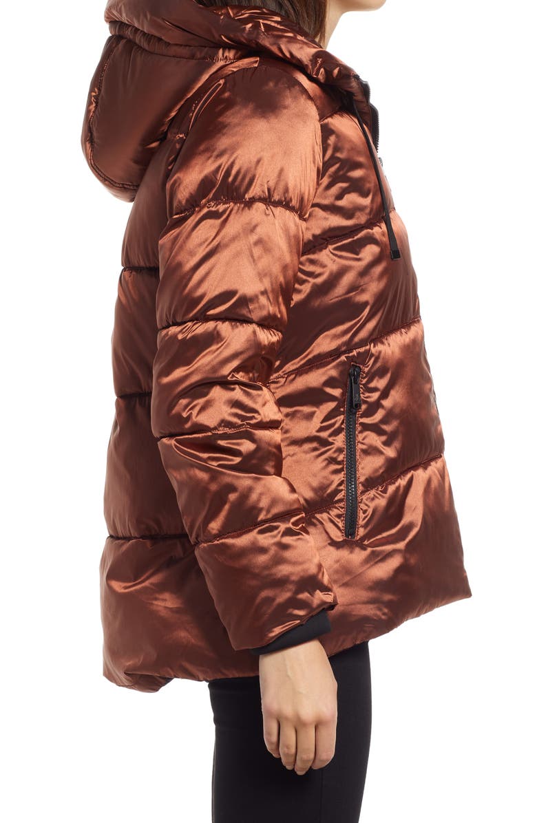 Sam Edelman Iridescent Water Repellent Hooded Puffer Jacket, Alternate, color,