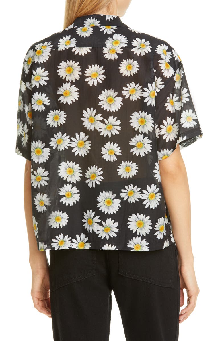 John Elliott Resort Daisy Print Button-Up Shirt, Alternate, color, 