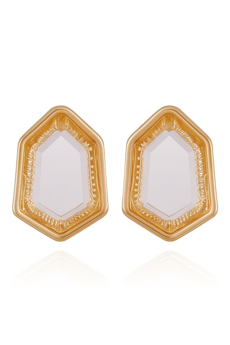 Glass Stone Stud Earrings, Main, color, GOLD TONE/ GLASS