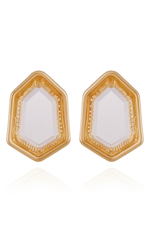 Glass Stone Stud Earrings