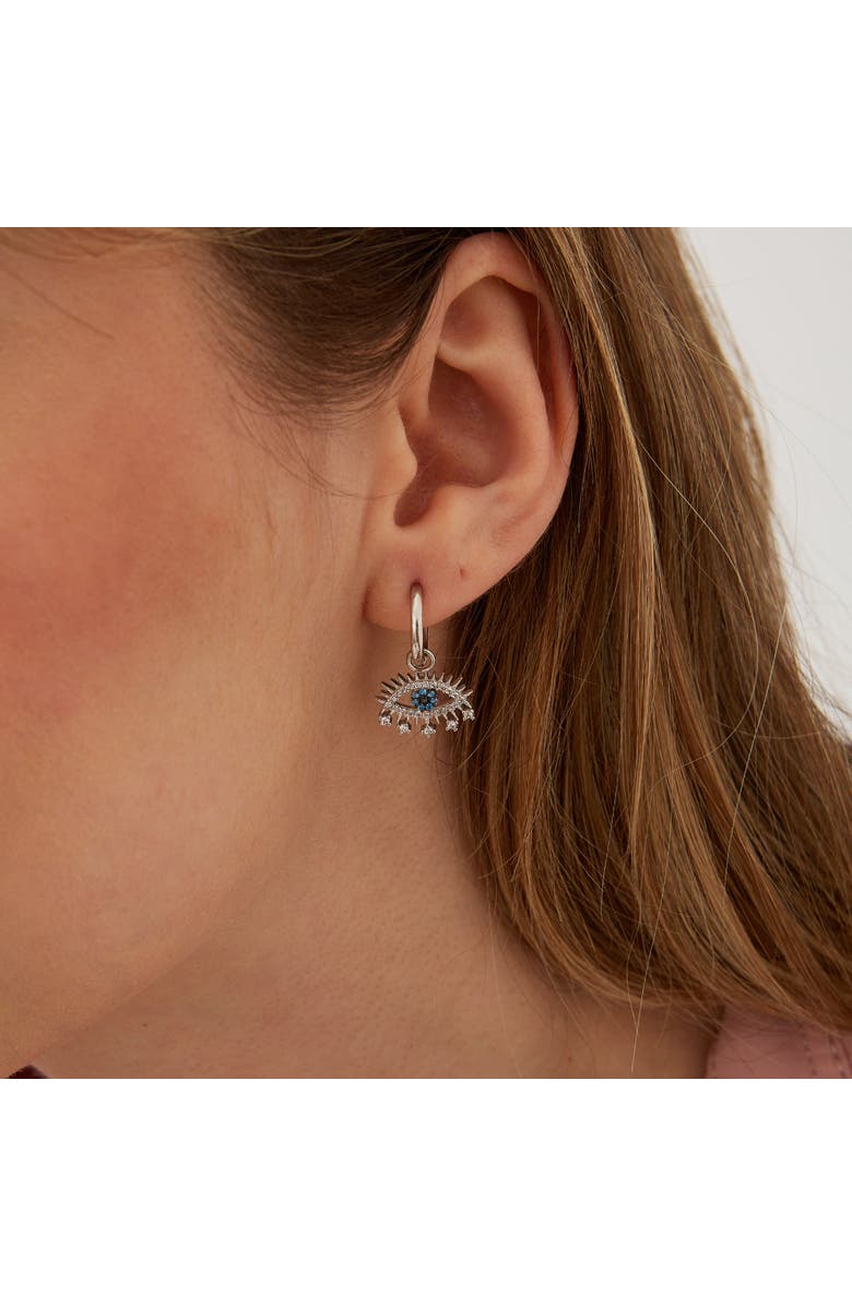 Spero London Evil Eye Earring Blue Eye Eyelash Sterling Silver Earring, Alternate, color, Silver