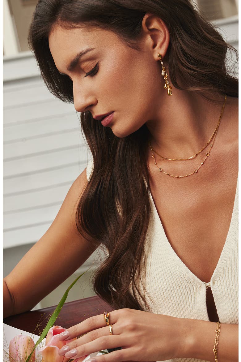 Lab Grown Nano & Cubic Zirconia Station Necklace, Alternate, color, SHINY GOLD