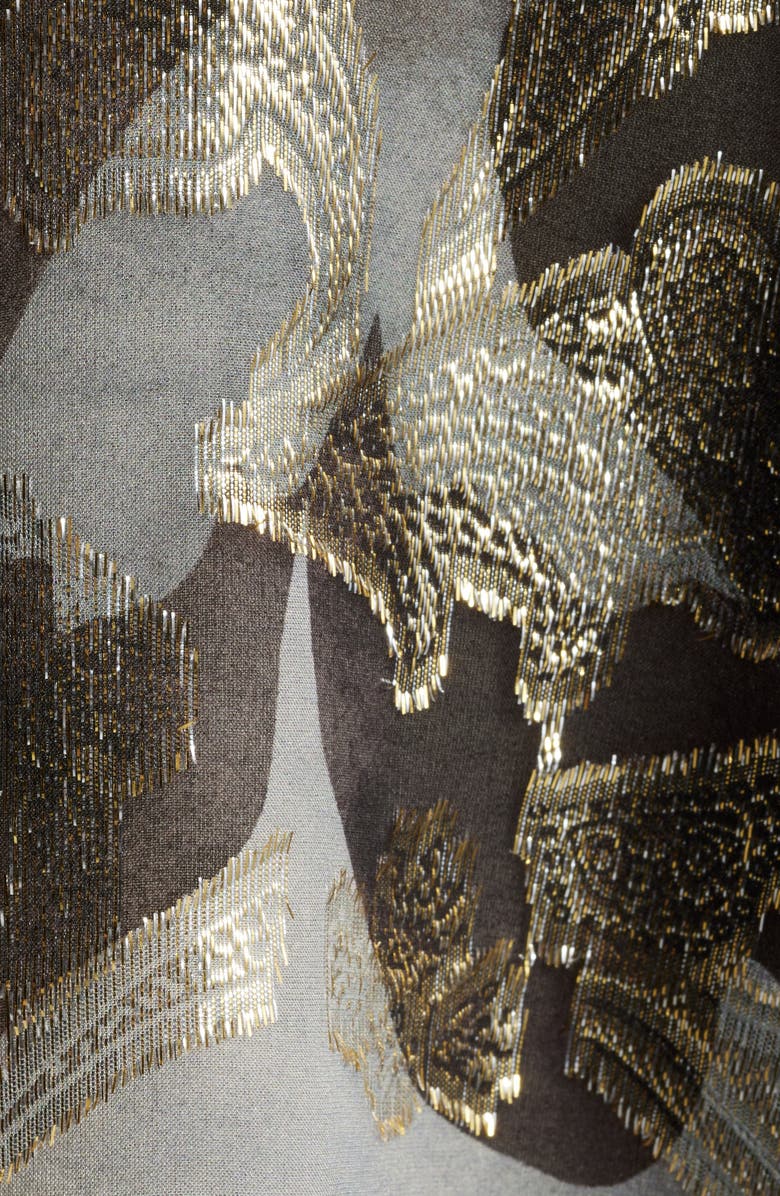 KOBI HALPERIN Boden Metallic Floral Tie Neck Silk Blend Top, Alternate, color, Graphite M